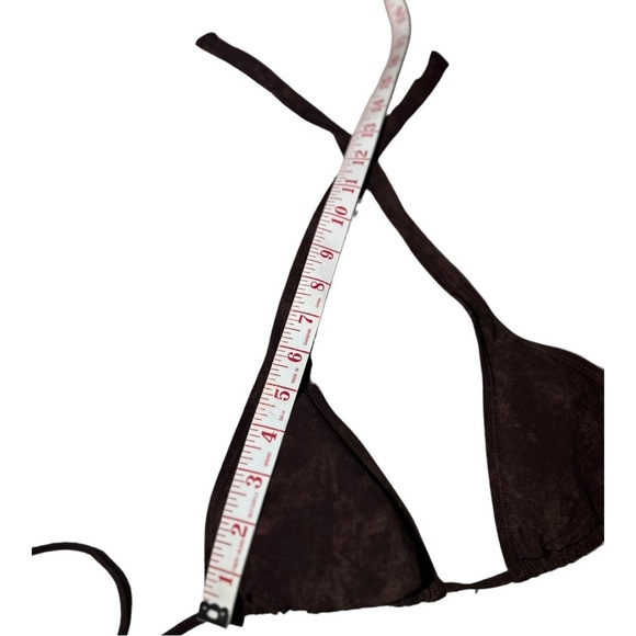 NWT PILYQ Barcelona Swim Brown Bikini Top Dakota Basic Halter - Picture 4 of 6
